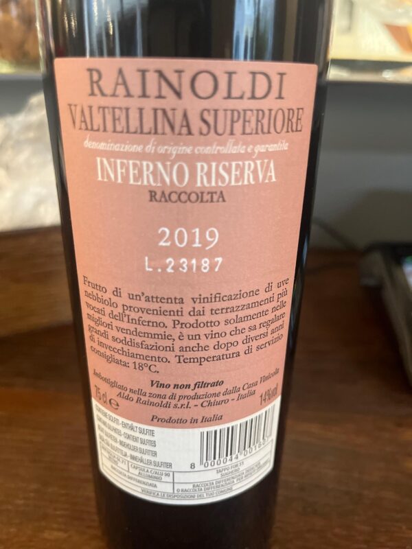 rainoldi valtellina superiore bottiglia